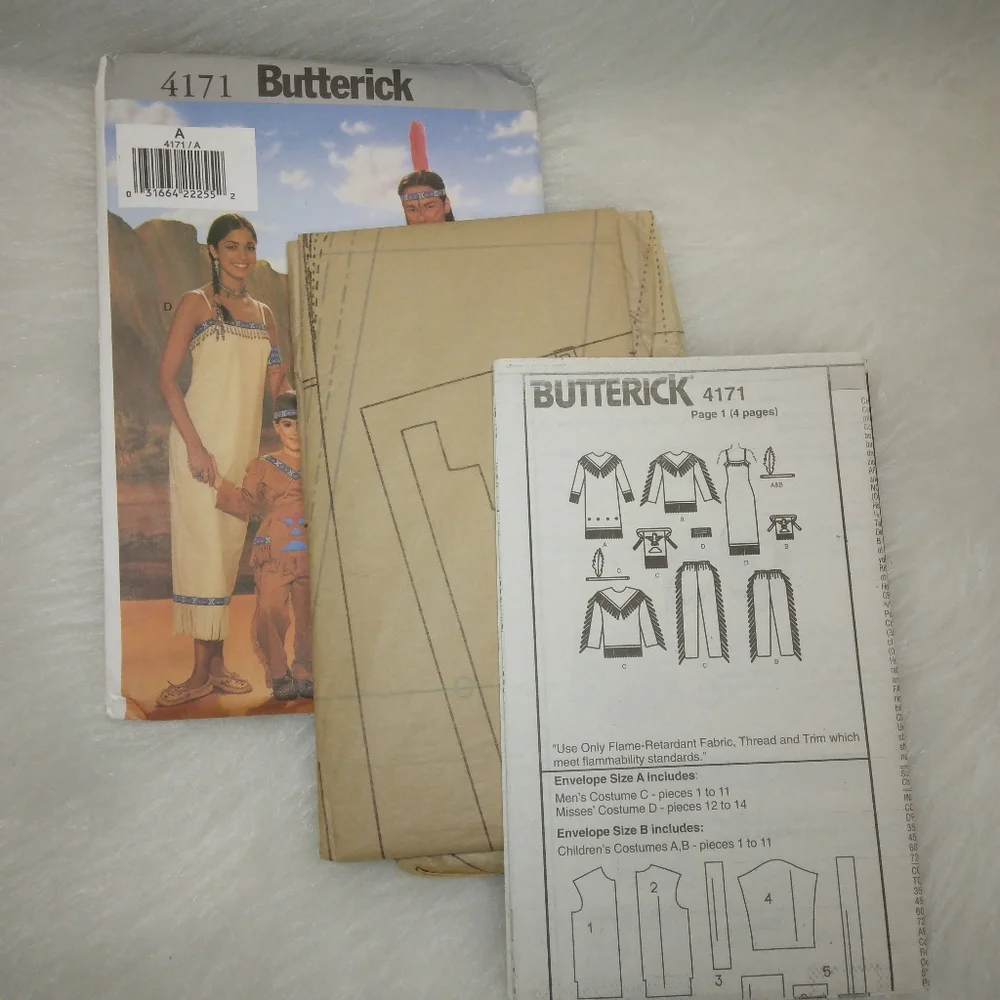 Butterick 4172 Native American costumes. Adult sizes.